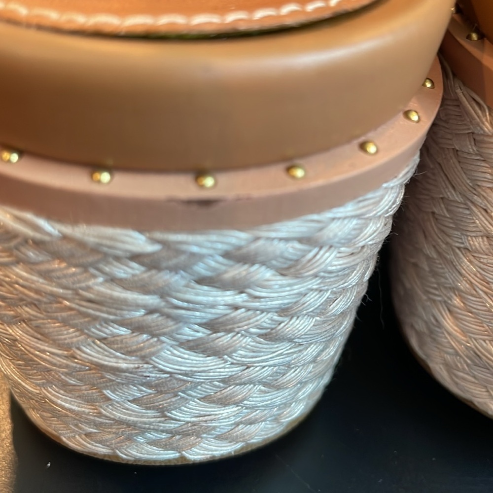 NWT FitFlop ELOISE light tan Espadrille Leather Wedge Back Strap Sandals Size 10 - Picture 9 of 12